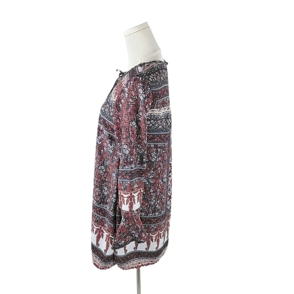 Altar’d State Multicolor Bohemian Lace-Up Mini Dress Long Sleeves S Bell Sleeves - Picture 6 of 10